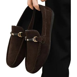 Livano Loafers Heren - Met Hak - Herenschoenen - Instappers - Donkerbruin - Maat 38