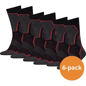 HEAD Wandelsokken - Hiking Crew sokken - 6-paar wandel sokken Unisex - Black/Red - Maat 35/38