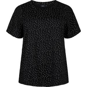 ZIZZI MCASEY S/S STRAIGHT TEE Dames T-shirt - Black - Maat L (50-52)