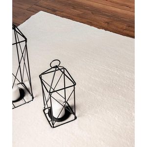 tapijt woonkamer crème 120x120 cm rond modern zacht effen pluizig laagpolig (19 mm) antislip wasbaar tot 30 graden, 100% polyester, 15 cm