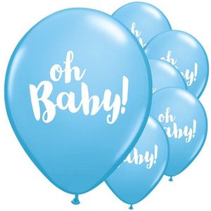 Ballonnen Oh Baby Blauw - 5 stuks