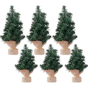 Kerstboom Mini 6st, 20/30cm Kunstmatige Nep Kerstboom met Voet Decoratief Miniatuurornament voor Wintermantel Dorp Huis Keuken Eettafel Vakantie