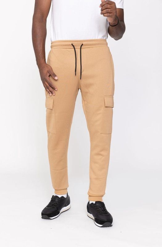 Zayne Milano - Heren Joggingbroek - Zakken Op De Zijkant - Beige - Stijlvol