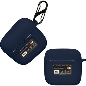 kwmobile Hoes geschikt voor JBL Tour Pro 2 - Siliconen cover voor oordopjes in donkerblauw