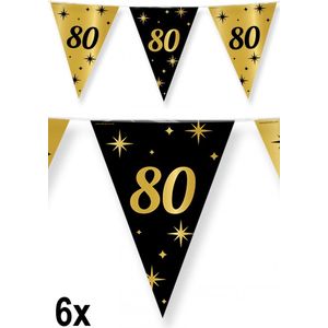 6x Luxe Vlaggenlijn 80 zwart/goud 10 meter - Classy - Dubbelzijdig bedrukt - Abraham Sarah festival thema feest party