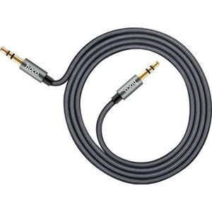 HOCO UPA03 Noble Sound - AUX Audiokabel - 3,5mm naar 3,5mm Jack - Nylon Buitenkabel - 1 meter - Antraciet