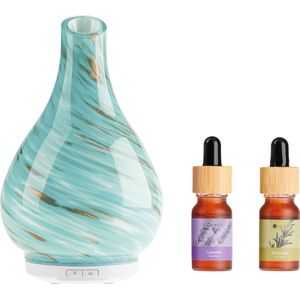 Whiffed® Luxe Aroma Diffuser Incl. 2x Etherische olie - Lavendel - Rozemarijn - Geurverspreider met Glazen Design - 8 uur Aromatherapie - Tot 80m2 - Essentiële Olie Vernevelaar & Diffuser
