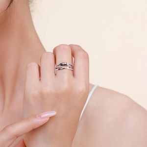 925 zilveren damesringen - Open ringen met zirkonia - Verstelbaar en stapelbaar voor stressvermindering