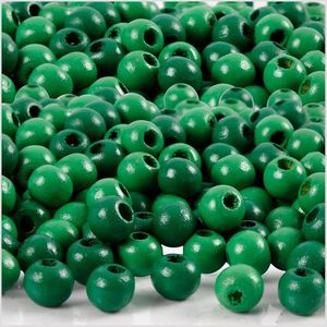 Houten kralen, d 5 mm, gatgrootte 1,5 mm, groen, 6 gr/ 1 doos