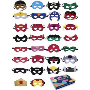 Fissaly 30 Stuks Superhelden Maskers voor Kinderfeest & Verkleed Partijen – Super Hero Kind Kostuum