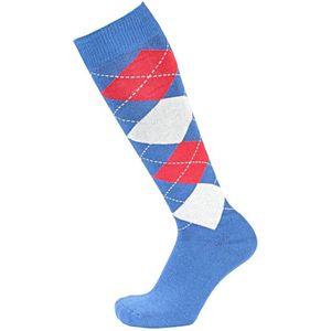 Pfiff sokken - Ruitersokken Blauw - Wit - Rood - Sportsokken - Paardrijden - Unisex sokken - Kniesokken - Maat 34-36