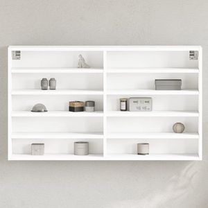 The Living Store Vitrinekast 100x15x58 cm bewerkt hout wit - Vitrinekast - Displaykast - Houten Kast - Opbergkast - Slaapkamer Meubilair