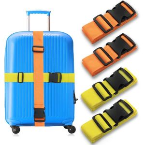 Kofferband, 4 stuks, verstelbare bagageriem, kruisband, bagageband voor veilig sluiten, antislip, geel, oranje, reisaccessoires voor veilige sluiting