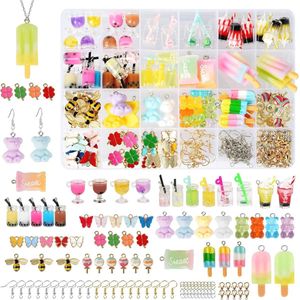Oorbellen Maken Set met 107 Stukken voor Sieraden - Creatief Handwerk met Bubble Tea Hangers, Vlinders, en Klaverblad Bedels