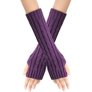 Livano Armwarmers - Polswarmers - Armwarmers Dames - Duimopening - Wol - Armstukken - Winter - Paars