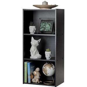 Kledingkast met 3 planken / Houten bak met planken / Boekenkast / Bijzetkast, Modulair, Design, kantoor, woonkamer, slaapkamer - Basic Storage Shelf - CX-3 - Zwart Eiken