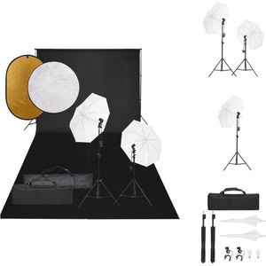 vidaXL Fotostudioset - 2 x Statief - 2 x Paraplu - 2 x Daglichtlamp - Telescopisch achtergrondsysteem - 5-in-1 - 2-in-1 reflector - Draagtas - Fotostudio Set