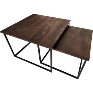 ZitaHome - Salontafel set van 2 - Donkerbruin - 60cm en 50cm - Mangohout