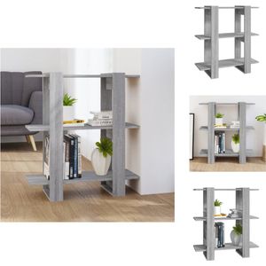 vidaXL Boekenkast - Boekenkasten - Meubel - Kast - Boekenkast/kamerscherm 80x30x87 cm grijs sonoma eikenkleurig