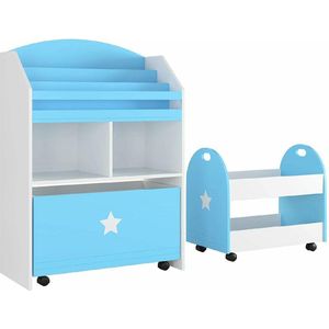 Happyment Speelgoedkast voor kinderen - Set van 2 - Boekenkast kind - Kinderkamer - Opbergkast - Boekenrek - MDF - Black friday - Kerstcadeau