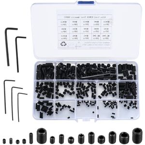 300-delige assortimentskit schroefdraadpennen inbusschroeven M25 M3 M4 M5 M6 M8 met inbussleutels (zwart)