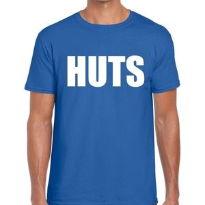 HUTS heren shirt blauw - Heren feest t-shirts S