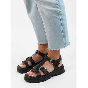 Sacha Leren Sandalen Zwart