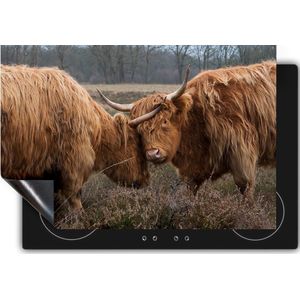Chefcare Inductie Beschermer Twee Schotse Hooglanders Knuffelen Elkaar - 89,6x51,6 cm - Afdekplaat Inductie - Kookplaat Beschermer - Inductie Mat
