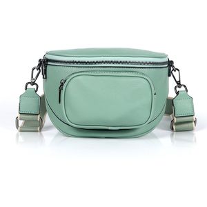 TAN.TOMI - Dames Crossbody Tas - Klein Schoudertasje - Heuptasje - 3 vakken - Muntgroen