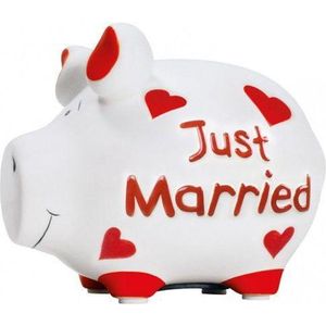 Spaarpot spaarvarken Just married voor huwelijk en bruiloft