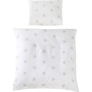 Roba Beddengoed Little Stars 80 X 80 Cm Katoen Wit/grijs 2-delig