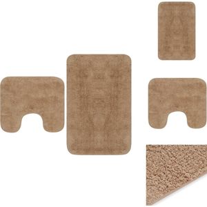 vidaXL Badmattenset - 100% Katoen - 63x93 cm - Anti-slip - Beige - Badkameraccessoireset