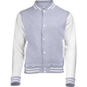 Awdis Kinder Unisex Varsity Jacket / Schoolkleding (Heide Grijs/Wit)