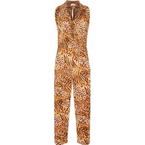 Dames jumpsuit panterprint bruin one size