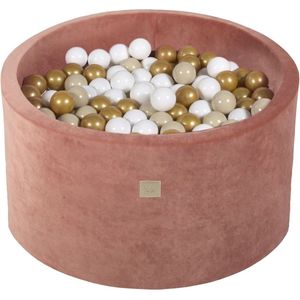 Ronde ballenbak VELVET 90x40 - Marsala Rood incl 300 ballen - Wit, Beige, Goud | Ballenbakje.nl