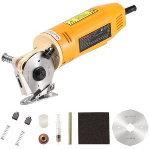 VEVOR Elektrische Stoffensnijder, Achthoekige Messen van Gelegeerd Staal, Hoge Snelheid van 2400 tpm, Met Automatisch Slijpsysteem, Max. 25 mm Snijdikte