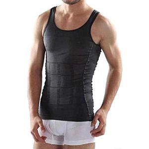 *** Corrigerend Xl Hemd Mannen Zwart - Body Buik Shapewear Shirt - Figuurcorrigerend Correctie Ondershirt - Slim Waist Shaper - van Heble® ***