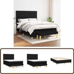 vidaXL Boxspring 140x200 cm - Inclusief Matras & Bankje Boxspring - Boxspringbed - Tweepersoonsbed - Bed Frame - Zitzitting