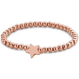 CO88 Collection Sense 8CB 90573 Stalen beads armband - Ster - 4 mm - Roségoudkleurig