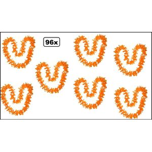 Oranje Hawaii kransen - Hawaii slingers 96 stuks. Oranje feestartikelen