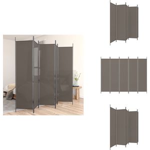 vidaXL Kamerscherm - - Kamerverdeler - 250 x 200 cm - Antraciet - Inklapbaar - Kamerscherm