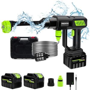 1000W Draadloze Hogedrukreiniger - 120BAR, Draagbaar met 6-in-1 Pistool & Handheld Ontwerp - Incl. 2x Accu + Oplader - Voor Auto, Tuin en Huis