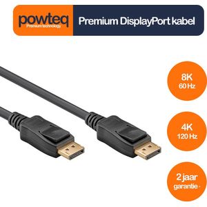 Powteq - 50 cm premium displayport kabel - Displayport 1.4 - Gold-plated