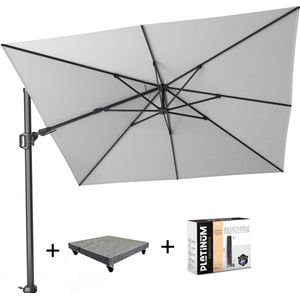 Challenger T2 zweefparasol 300x300 cm wit met 90KG voet en hoes