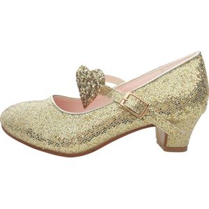 Anna schoenen hartje goud Prinsessen schoenen - maat 27 (binnenmaat 17,5 cm) sprookjes jurk - hakken schoenen - kinderen - feest - kerst cadeau