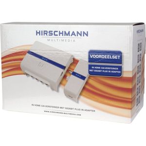 Hirschmann CATV versterker HMV41 met INCA 1G Plug in adapter voor internet over coax