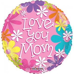 Folie ballon love you mom 46 cm doorsnee