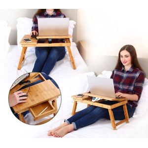 Decopatent® Laptoptafel verstelbaar voor op schoot - Bamboe Bed of Bank tafeltje - In Hoogte verstelbaar & Inklapbaar - Bedtafel