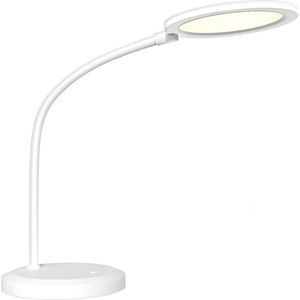 LED Bureaulamp - Tafelverlichting - Igia Priton - 7W - Natuurlijk Wit 4000K - Dimbaar - Rond - Mat Wit - Kunststof