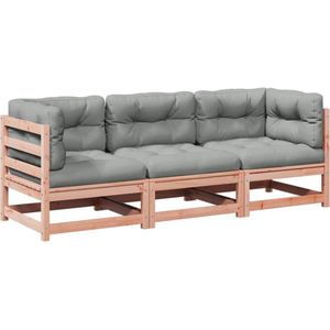 The Living Store 3-delige Loungeset met kussens massief douglas vurenhout - Loungeset - Tuinset - Lounge Bank - Buitendecoratie - Hout Meubel